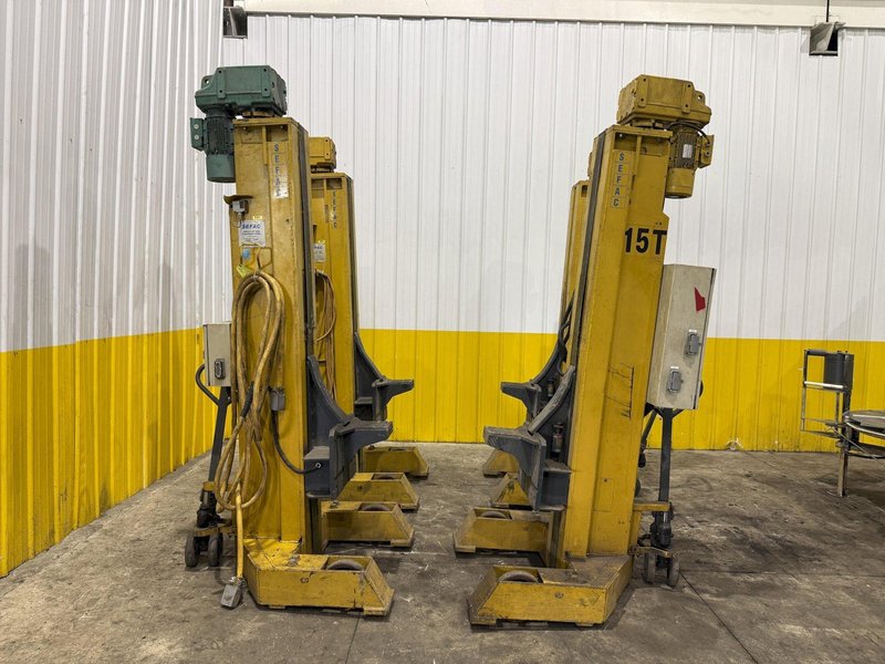 (4) 15 TON SEFAC MODEL #M120BF2000 MOBILE RAIL CAR / LOCOMOTIVE JACK LIFTS, 120,000 LBS TOTAL: YOBRO #23868
