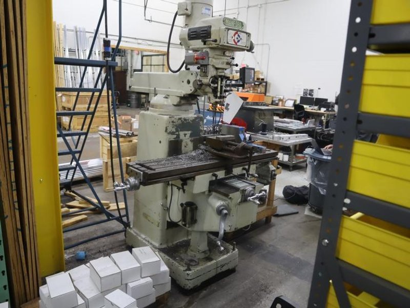 Manford Model 1F-460VS Vertical Knee Mill, X-Axis Powerfeed, Power Quill Feed and Handle, Knee Handle (Newall 2-Axis DRO NOT Operational) - Auction Item