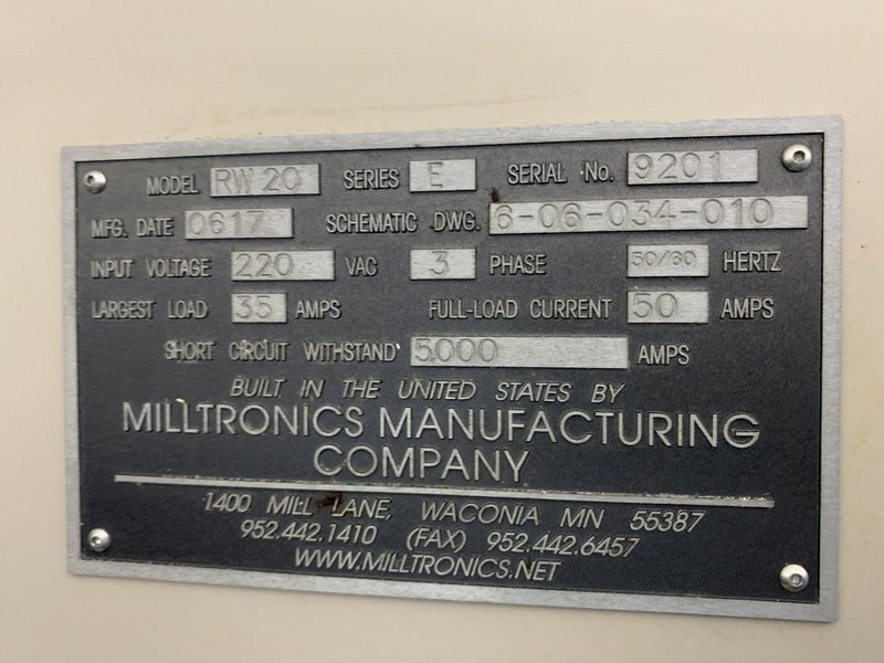 Milltronics Model RW20 CNC Vertical Machining Center, SN 9201, New 06.