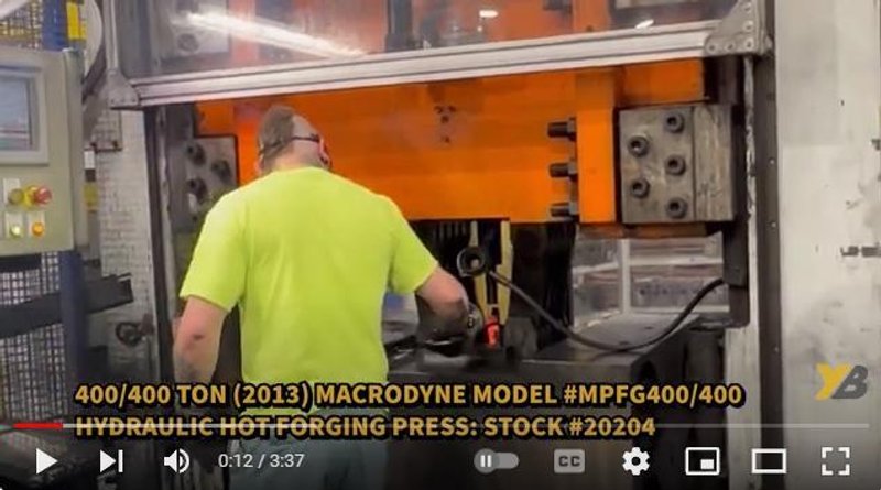 2013 - 800 TON MACRODYNE PRESS &amp; BILLET HEATING INDUCTION SERVICES FORGING SYSTEM: STOCK #20205