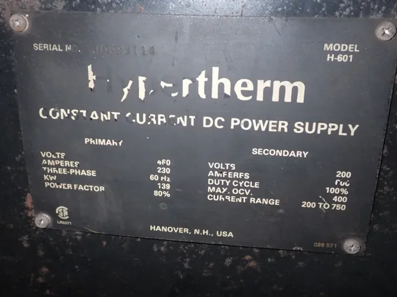 HYPERTHERM 600 AMP PLASMA CUTTER POWER SUPPLY  -  H-601
