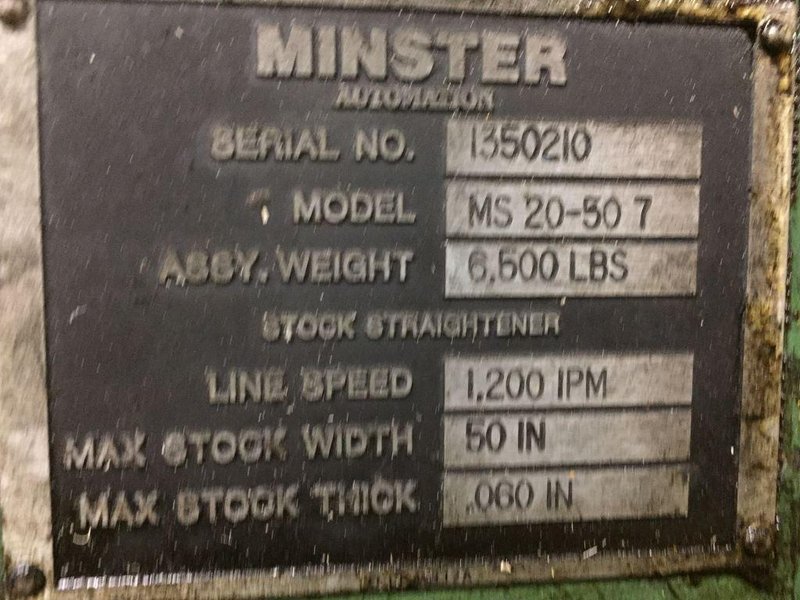 20,000 LB x 50" x .040" Minster Servo Feed Line