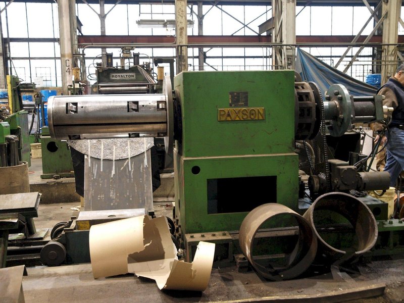 30,000 LB X 36&quot; WIDE X .055 GAUGE PAXSON SLITTING LINE. STOCK #0741122.