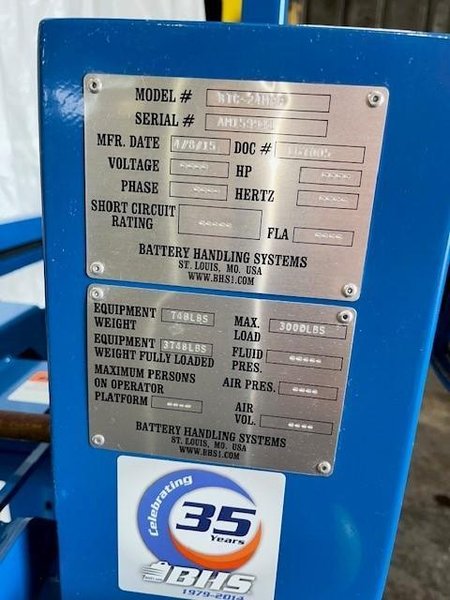 BHS 3,000# MOBILE BATTERY EXTRACTOR  STOCK# 3773