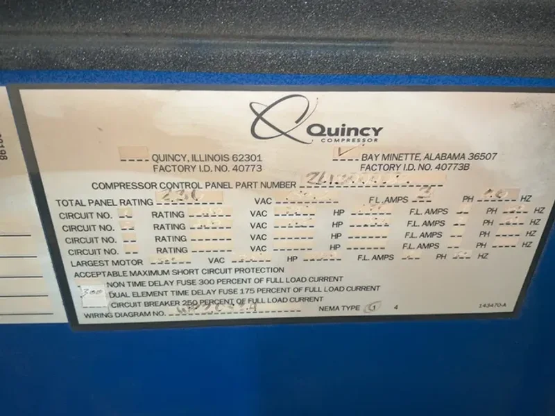 QUINCY COMPRESSOR 75 HP AIR COMPRESSOR   -  QSI-335I