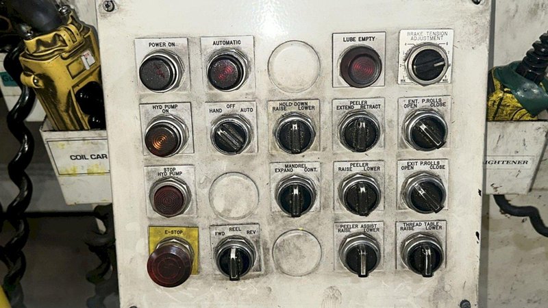 15,000 lbs. x 18&quot; Wide Coe Press Equipment Coil Reel and Coe Powered Straightener For Sale