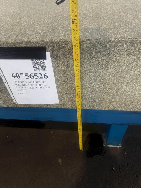 48" X 96" X 14" ROCK OF AGES GRANITE SURFACE PLATE W/ STAND. STOCK # 0756526