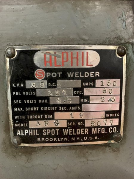 30 KVA Alphil Press Type Spot Welder Model ARG