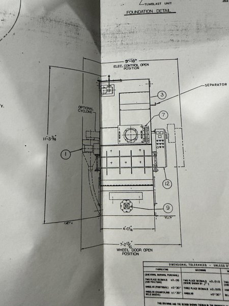 6 CU FT WHEELABRATOR MODEL WTB-6 TUMBLAST BELT TYPE BLAST CLEANING MACHINE: YOBRO #25940