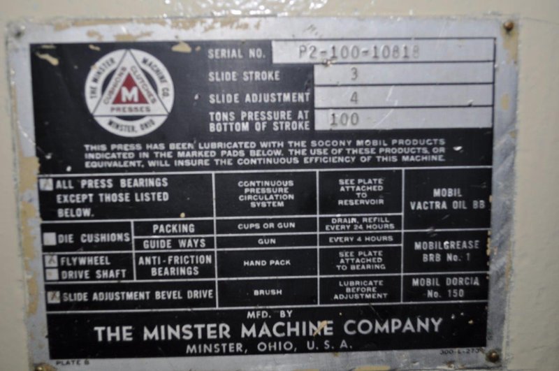 100 Ton Minster SSDC Press