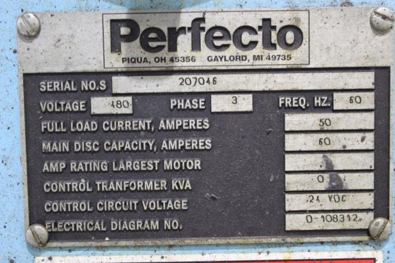 SWFESC62 PERFECTO PRESS FEED LINE WITH ASC JN 1235 UNCOILER. STOCK # 0133625