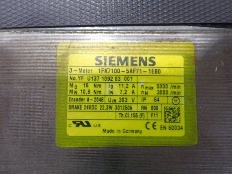 Siemens  Servo Motor - 1fk7100-5af71-1eb0