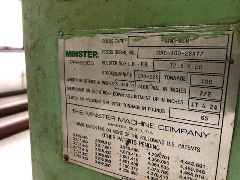 2 MINSTER DAS-100-72 CUPPING PRESSES