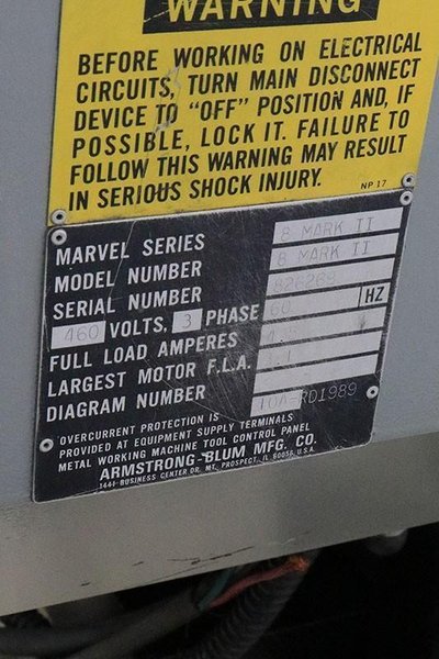 18&quot; X 22&quot; MARVEL Tilt Frame Vertical Bandsaw, Model Series 8 Mark II