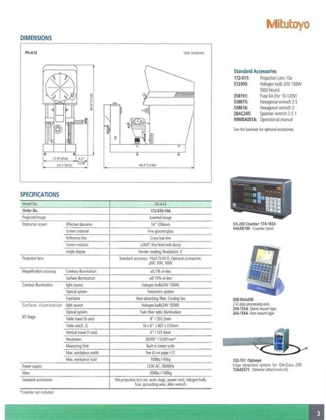 14&quot; MITUTOYO Model PH-14A Bench Top Optical Comparator
