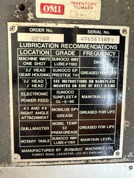 BRIDGEPORT Series 1 Vertical Milling Machine DRO 1989’USA #7950