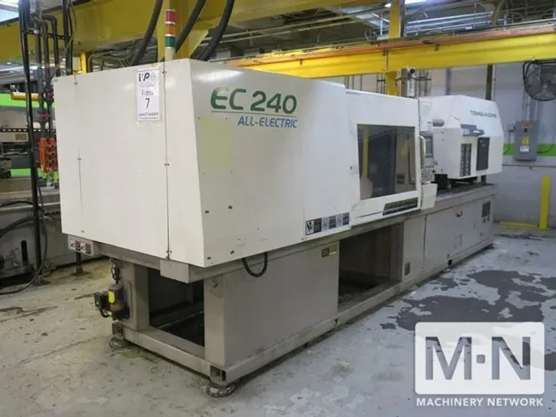 240 TON 15.4 OZ TOSHIBA "ELECTRIC" INJECTION MOLDING MACHINE MODEL # EC-240V21-8B MFG 2002