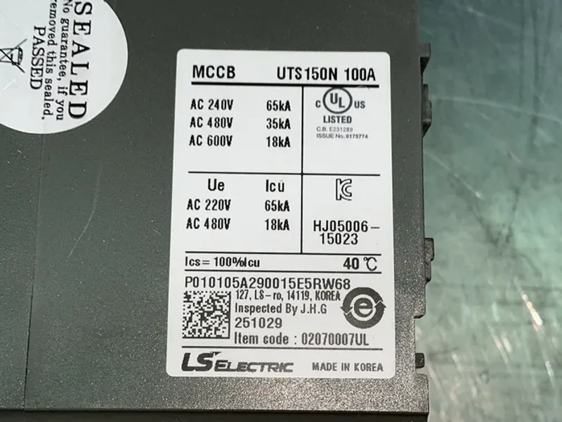 Ls Electric Uts150n Molded Case Circuit Breakers - 02070007ul