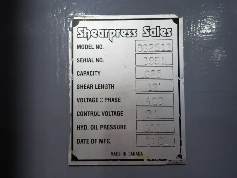 ACCURPRESS 12' 12' SHEAR   -  862512