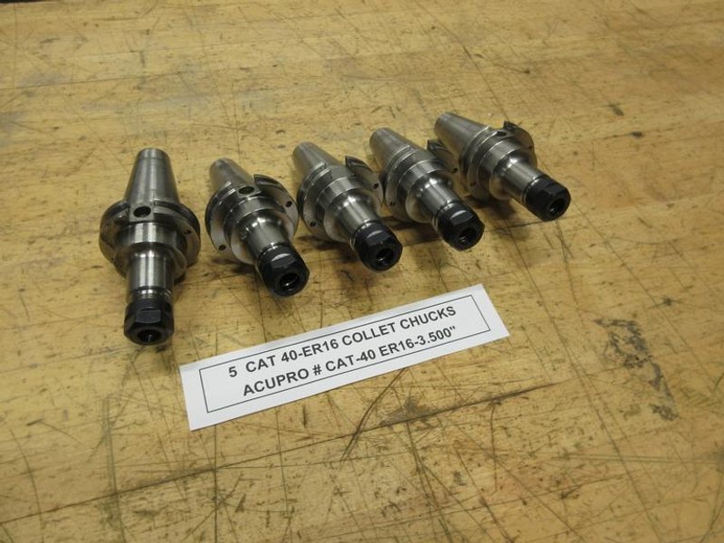 Accupro (5 pcs) CAT40 ER16 Collet Type Tool Holders, 3.5" Gage Length- Auction Item