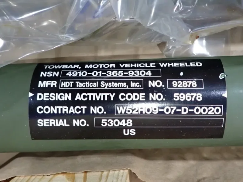 HDT TACTICAL SYSTEMS INC TOW BAR  -  4910-01-365-9304