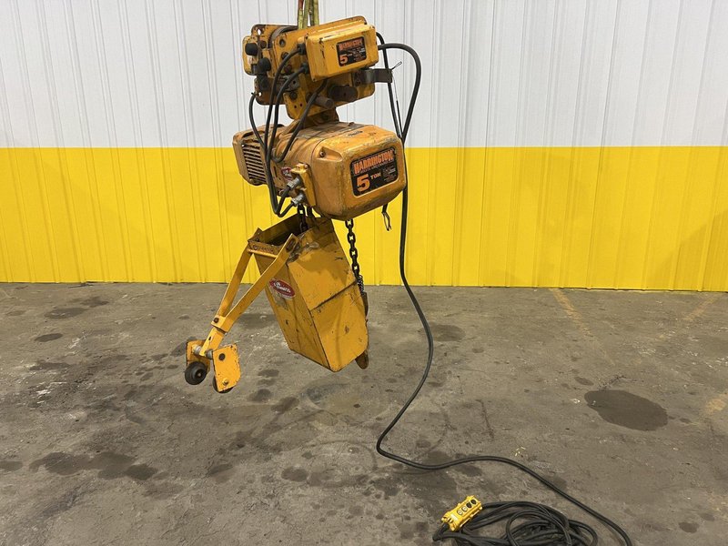 10,000 LB (5 TON) HARRINGTON MOTORIZED CHAIN HOIST W/ POWER TROLLEY: STOCK #19953