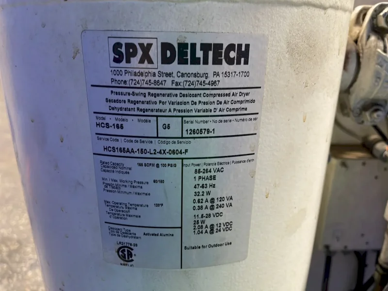 DELTECH 165 SCFM @ 100 PSIG PRESSURE-SWING REGENERATIVE DESICCANT COMPRESSED AIR DRYER  -  HCS-165