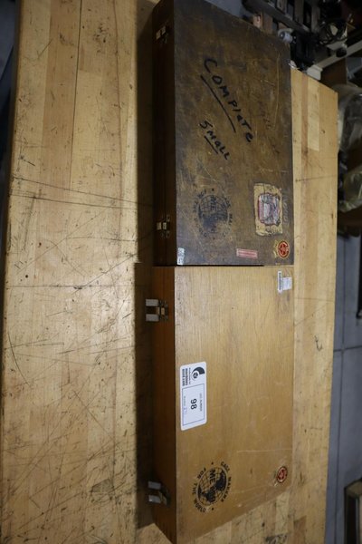Meyer Pin / Plug Gages in Wood Cabinet: M1 Plus, M15 Plus, M2 Plus, M-25 PLus- Auction Item
