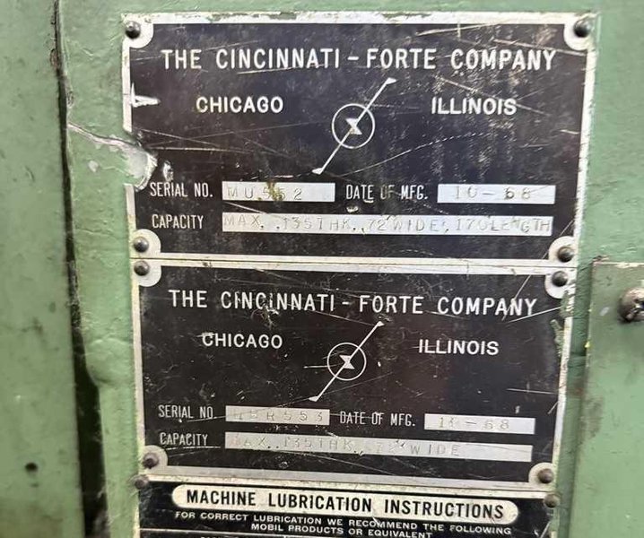 Cut To Length Shear and Stacker, Cincinnati Forte, 72&quot; Wide