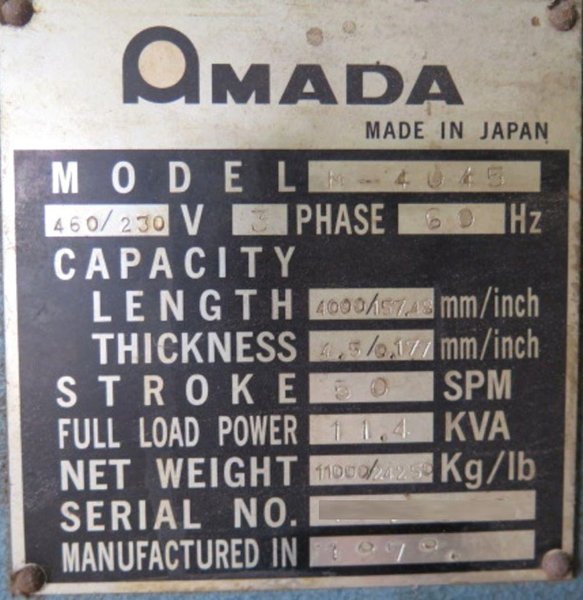 Amada M-4045 Power Squaring Shear