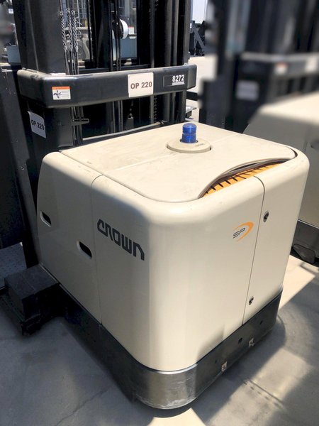 Crown SP3550H-30 Electric Stand-up Stock Picker Forklift 2022 equipped with 3,282 Hours, V-Force Battery and Charger