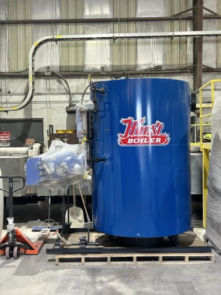 Hurst 1725 lb/hr Vertical Firetube Steam Boiler (2023) – With Honeywell V4062D Actuator, Never Used
