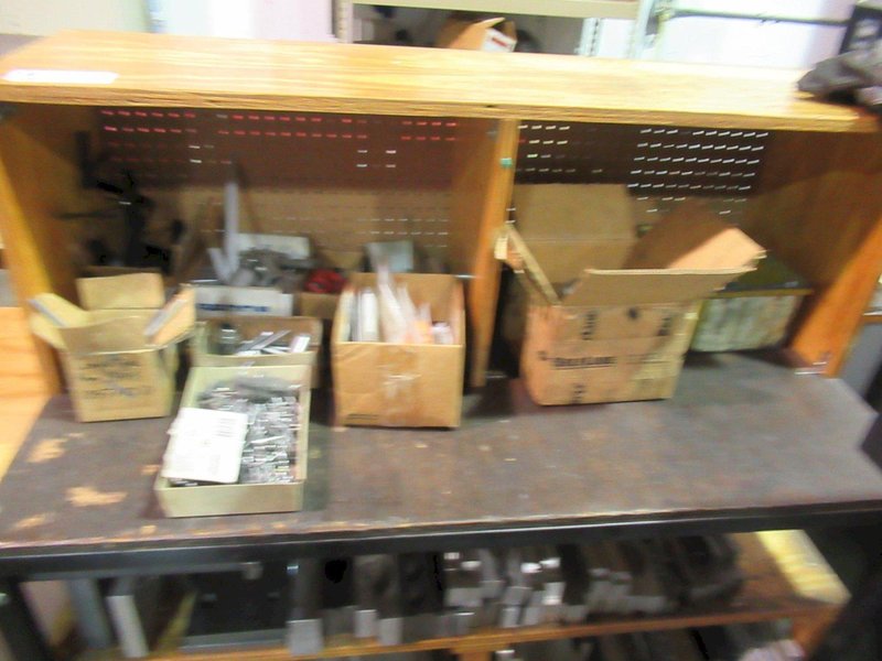 Metal Frame Work Bench with Contents Including Aluminum Vise Jaws and MORE- Auction Item