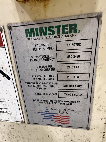24,000 lbs. x 32&quot; Width Minster Coil Reel and Minster Powered Straightener,  Model#MRH20-38S &amp; MSH30-32-7, Year 2007