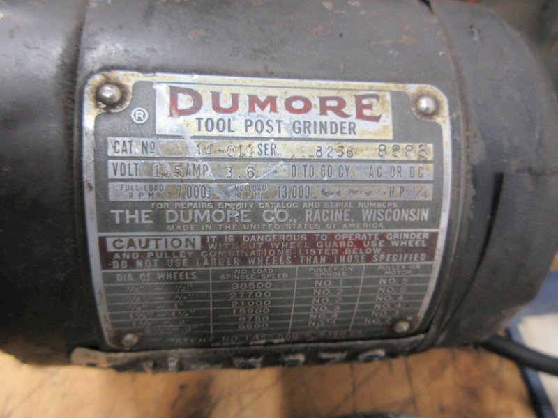 Dumore Tool Post Grinder Series 44, In Metal Case with Grinding Wheels and Accessories- Auction Item