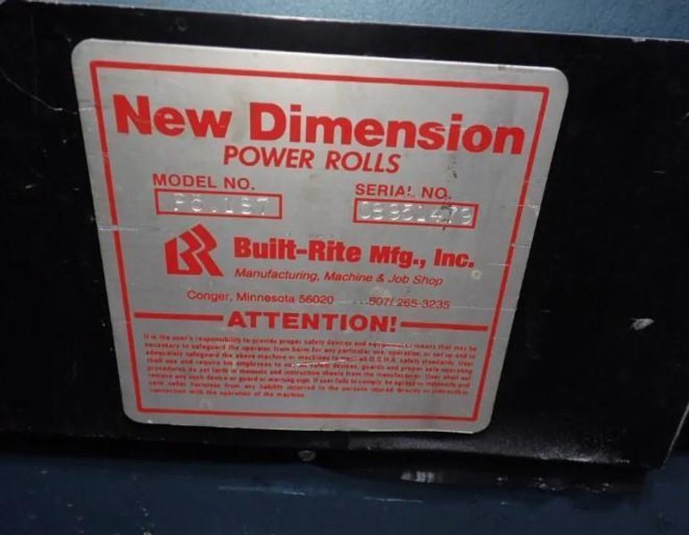 60" x 3/16" NEW DIMENSION MODEL P5.187 PLATE BENDING ROLL: YOBRO #24853