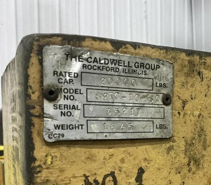 10 TON X 60" CALDWELL #82RC-10-60 COIL LIFT C-HOOK. STOCK # 0435926