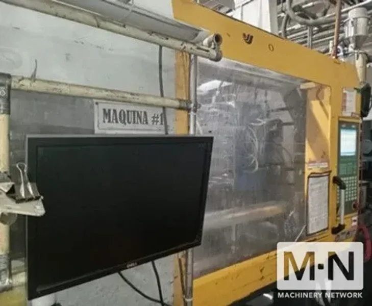 380 TON 51 OZ WOOJIN SELEX MODEL NE-380 INJECTION MOLDING MACHINE MFG 2008