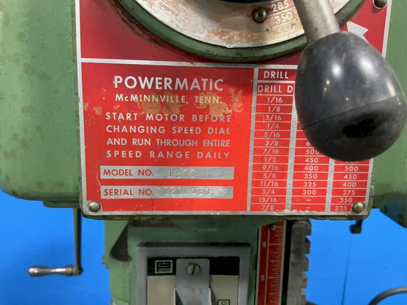 POWERMATIC 19” DRILL PRESS  -  1200