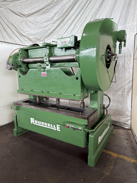 60 TON ROUSSELLE MODEL 6B DOUBLE-CRANK GAP FRAME PRESS. STOCK # 0235625.