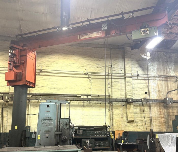 3 Ton Reliable Crane Jib Crane, P &amp; H Hoist, Power Rotation, Power Trolley, 18' Under, 18' Span