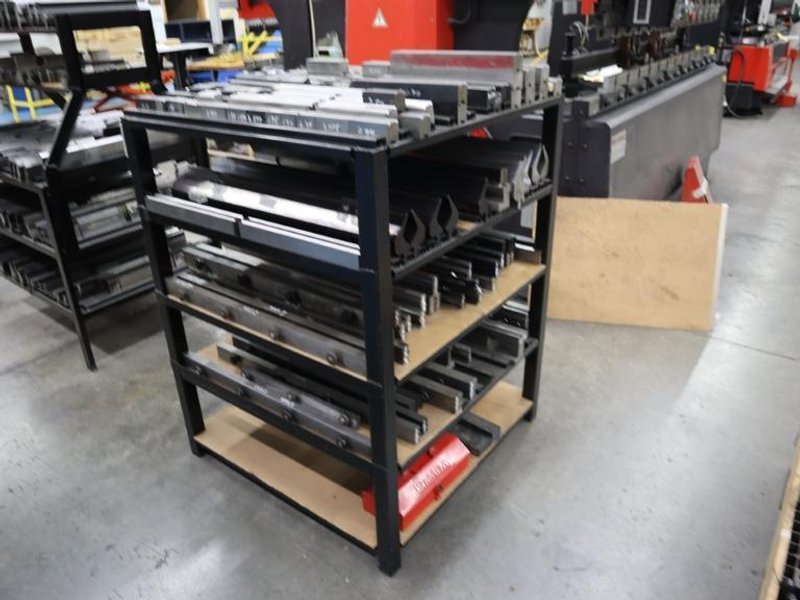 Press Brake Dies and Lower Die Holders for Amada Press Brakes on Welded Steel Shelving- Auction Item