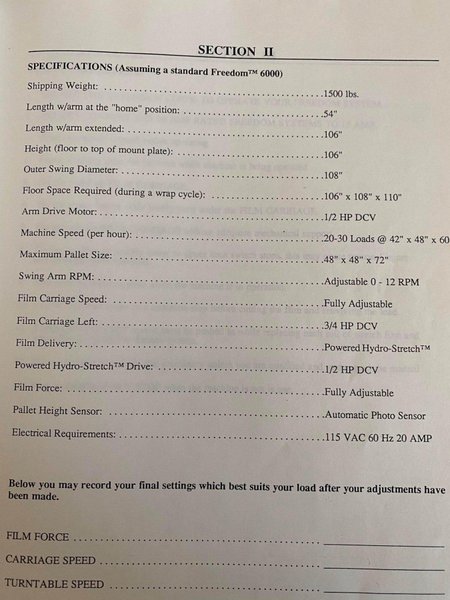 HIGHLIGHT INDUSTRIES FREEDOM 6512 SPIRAL PALLET STRETCH WRAPPER MACHINE