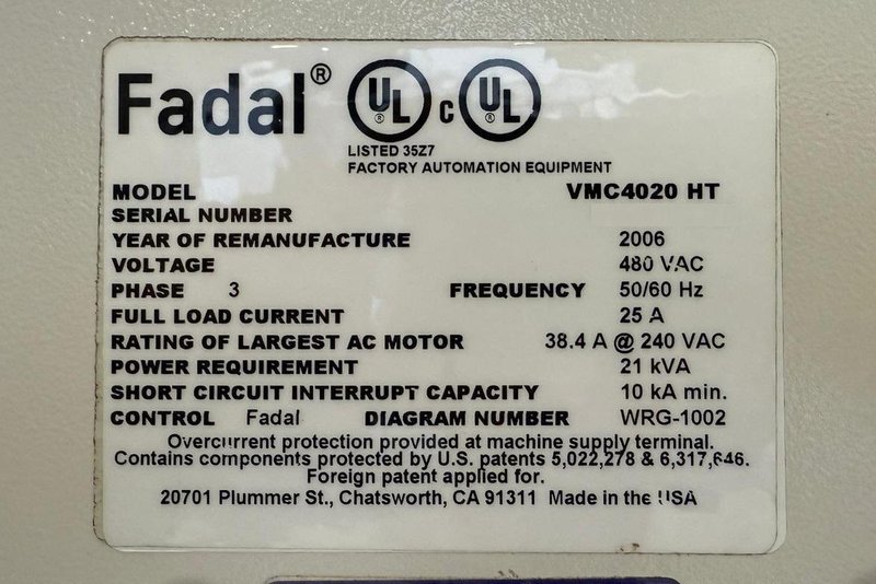 Fadal VMC 4020 HT Vertical Machining Center – Mill