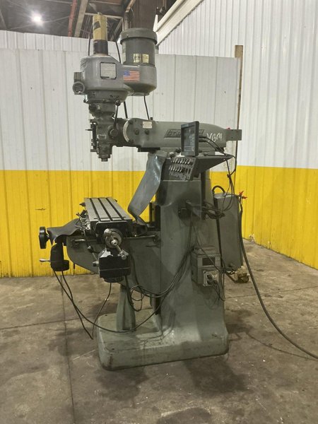 2 HP BRIDGEPORT SERIES I VERTICAL RAM TYPE KNEE MILL, WITH DRO, POWER FEEDS &amp; DRAW BAR: YOBRO #25295