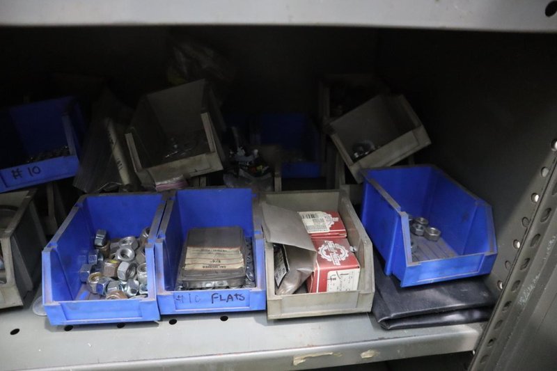 End Mills and Hardware in 2 -Door Metal Cabinet- Auction Item