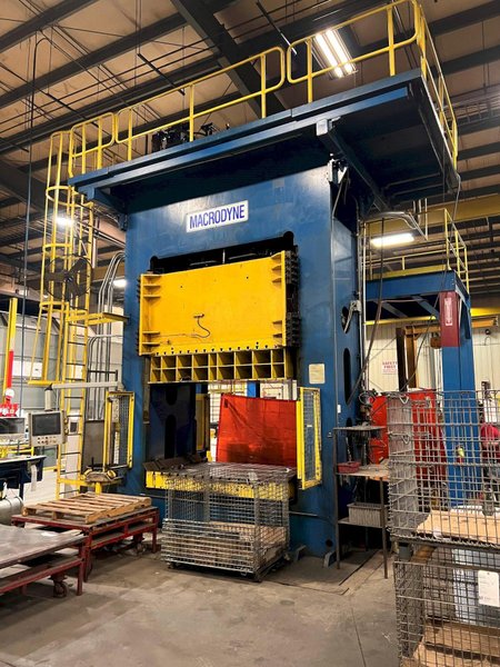 500 Ton Macrodyne Hydraulic Straight Side Press, Model MPD500/200, 36" STR, 72" DLO, 96" x 60" BA, Cushion