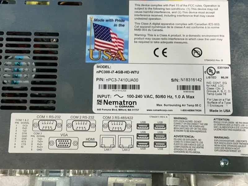 NEMATRON INDUSTRIAL PC  -  NPC3-7410UA00 / NPC300-I7-4GB-HD-W7U