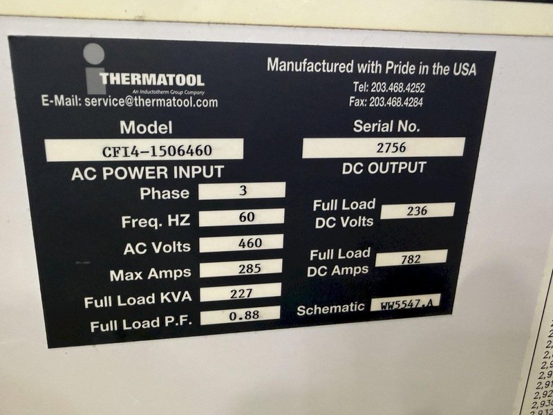 250 KW THERMATOOL MODEL #CF14-1506460 SOLID STATE HF WELDER SYSTEM, THERMAVIEW CONTROLS: YOBRO #24318