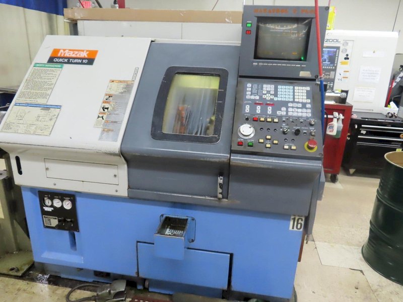 Mazak Quick Turn 10 CNC Turning Center with Mazatrol T-Plus CNC Control, 12 Tools, Tool Eye, Tailstock, Conveyor- Auction Item